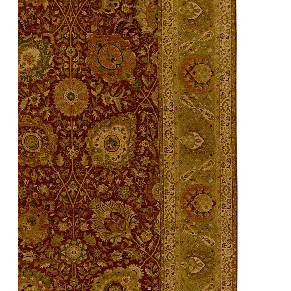 Hand-Knotted Traditional Handwoven Luxury Hadji Jalili Tabriz Aubergine / Gold For Sale