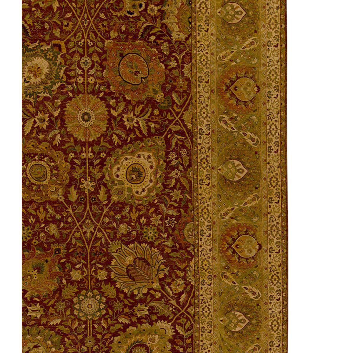 Annodato a mano Tradizionale tessuto a mano di lusso Hadji Jalili Tabriz Melanzana / Oro in vendita