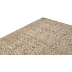 Tejido a mano tradicional de lujo Hadji Jalili Tabriz Beige / Beige