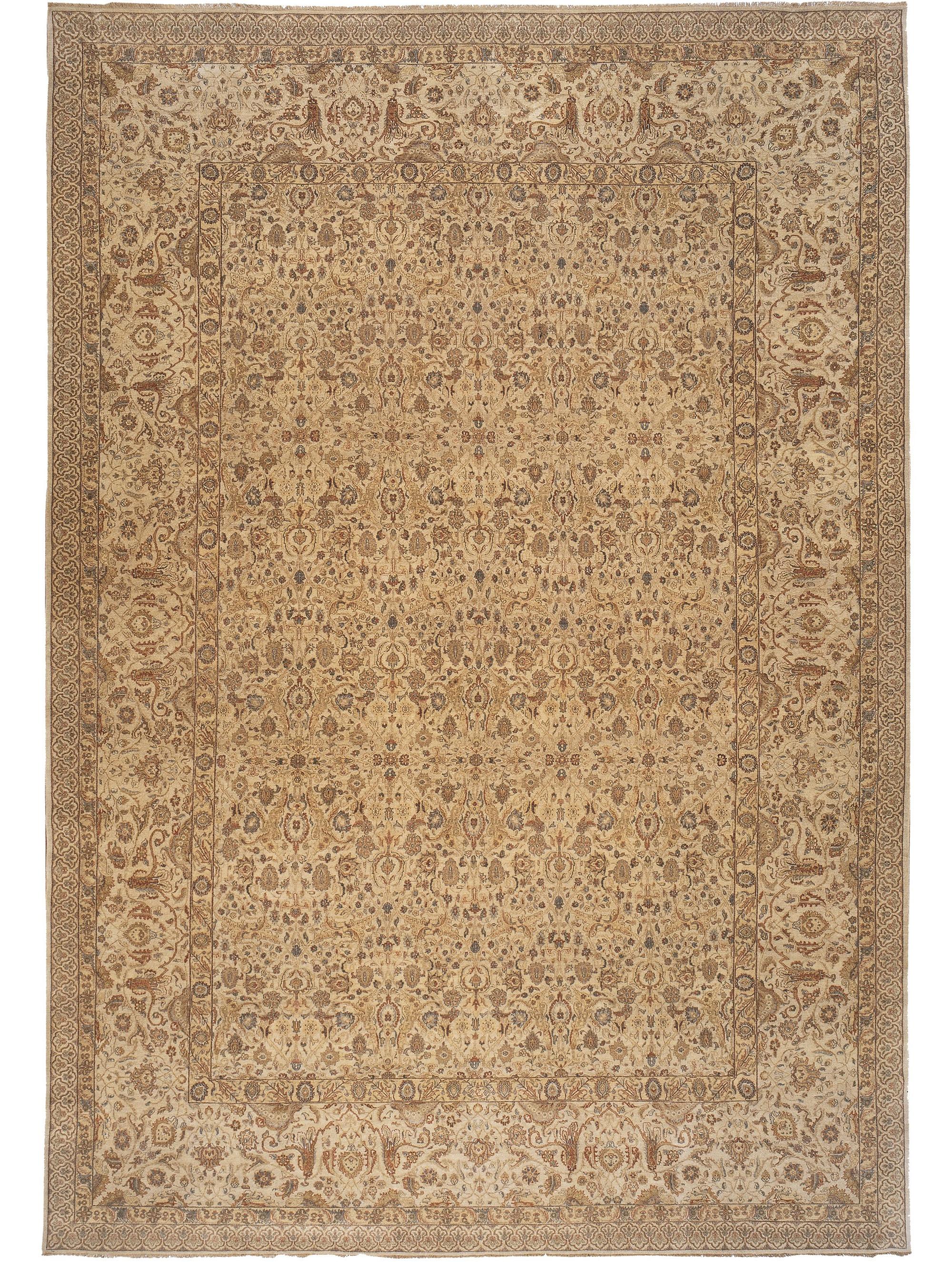 Tejido a mano tradicional de lujo Hadji Jalili Tabriz Beige / Beige Indio en venta