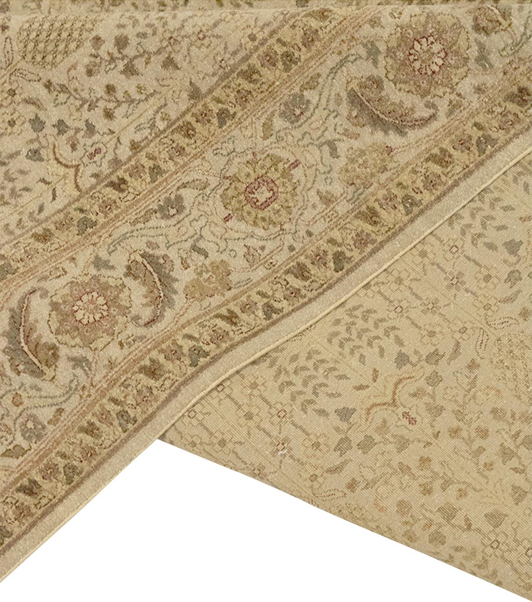 Hand-Knotted Traditional Handwoven Luxury Hadji Jalili Tabriz Beige / Beige For Sale