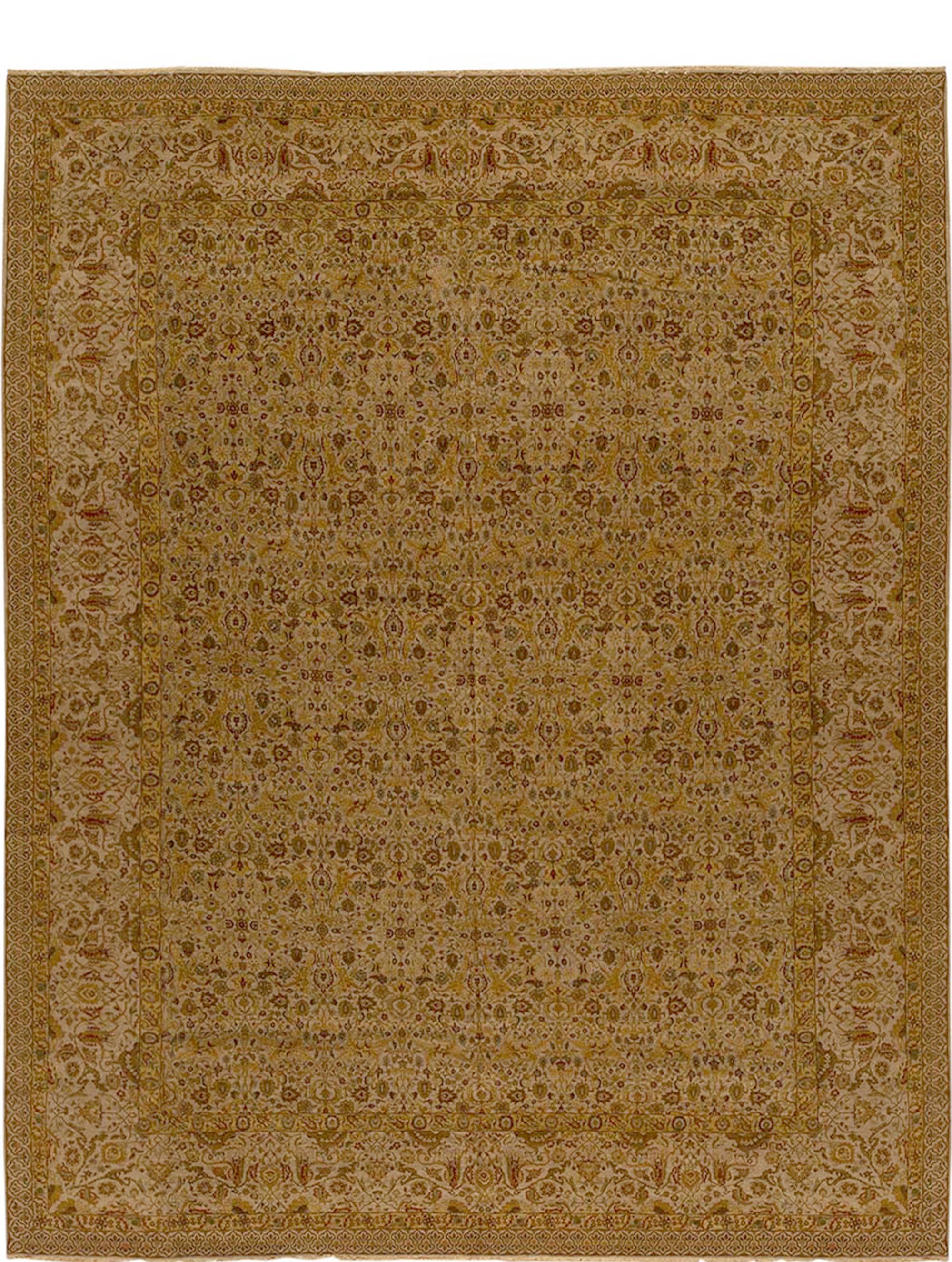 Traditional Handwoven Luxury Hadji Jalili Tabriz Beige / Beige For Sale