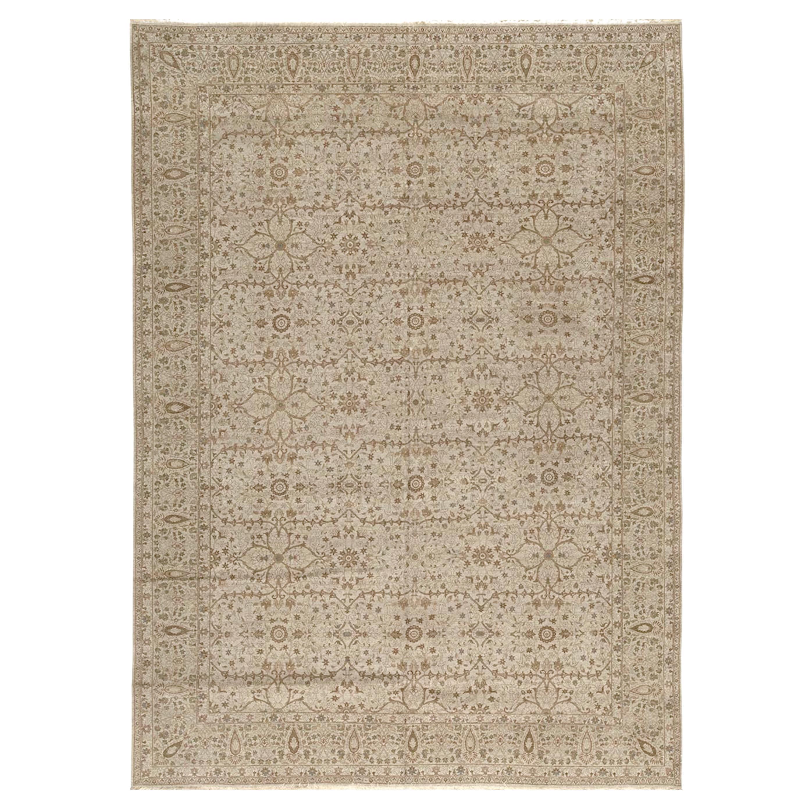 Traditioneller handgewebter luxuriöser Hadji-Jalili-Tabriz-Beige/Beige