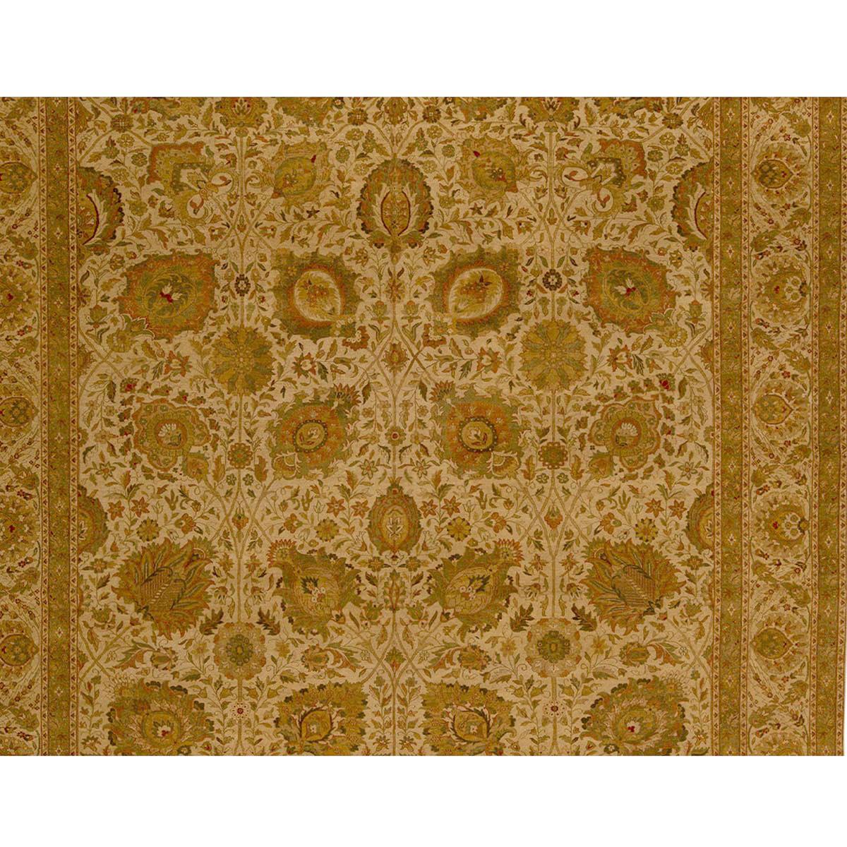 Hand-Knotted Traditional Handwoven Luxury Hadji Jalili Tabriz Beige / Brown For Sale