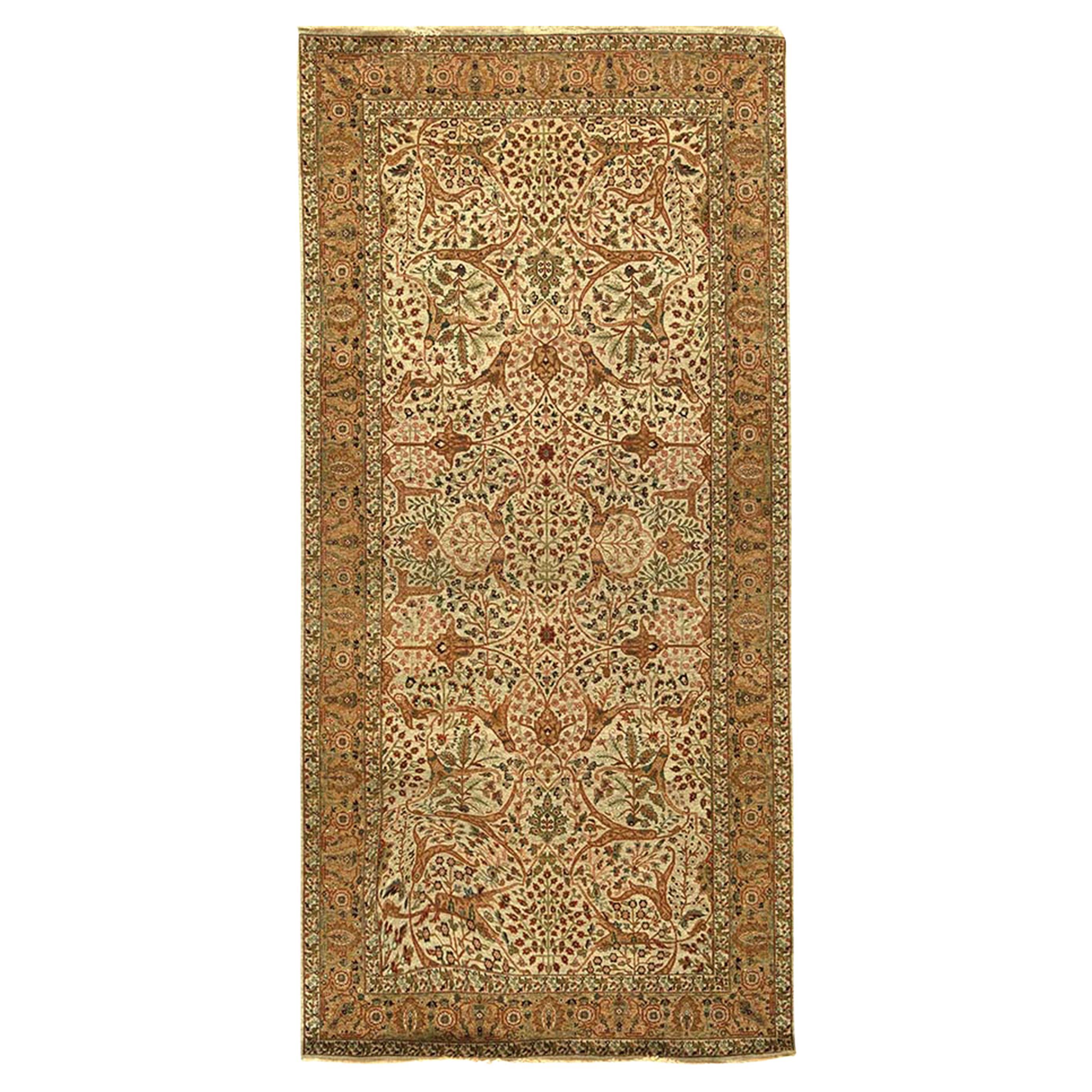 Traditional Handwoven Luxury Hadji Jalili Tabriz Beige / Gold For Sale