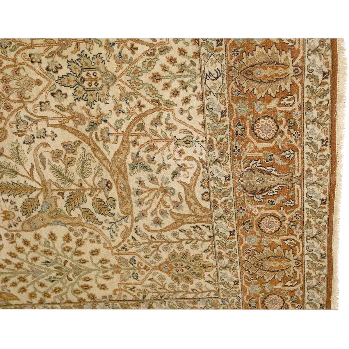 Indiano Tradizionale tessuto a mano di lusso Hadji Jalili Tabriz Beige / Ruggine in vendita