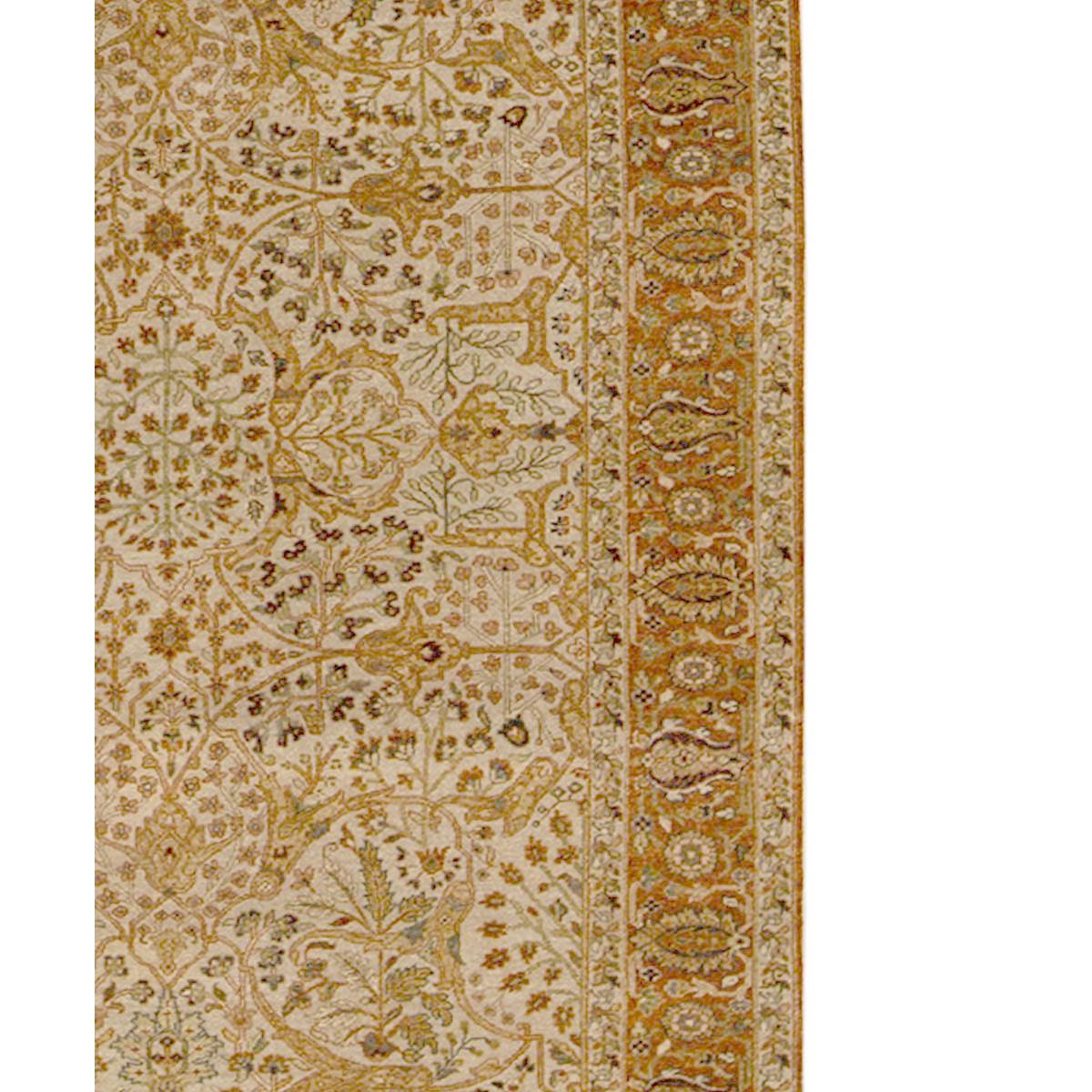 Hand-Knotted  Traditional Handwoven Luxury Hadji Jalili Tabriz Beige / Rust For Sale