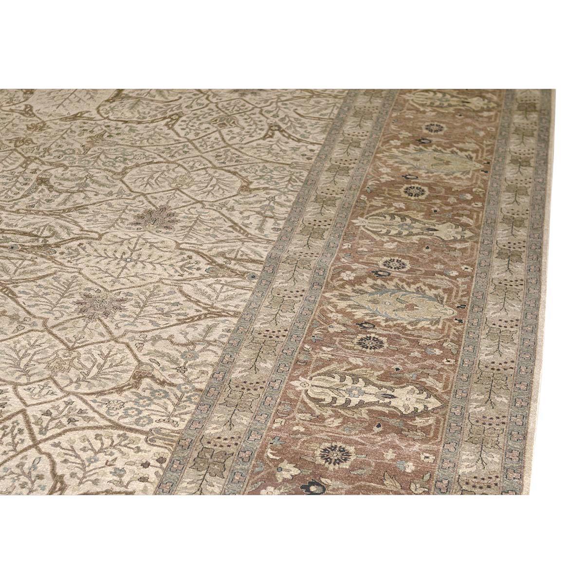 Annodato a mano Tradizionale tessuto a mano di lusso Hadji Jalili Tabriz Beige / Ruggine in vendita