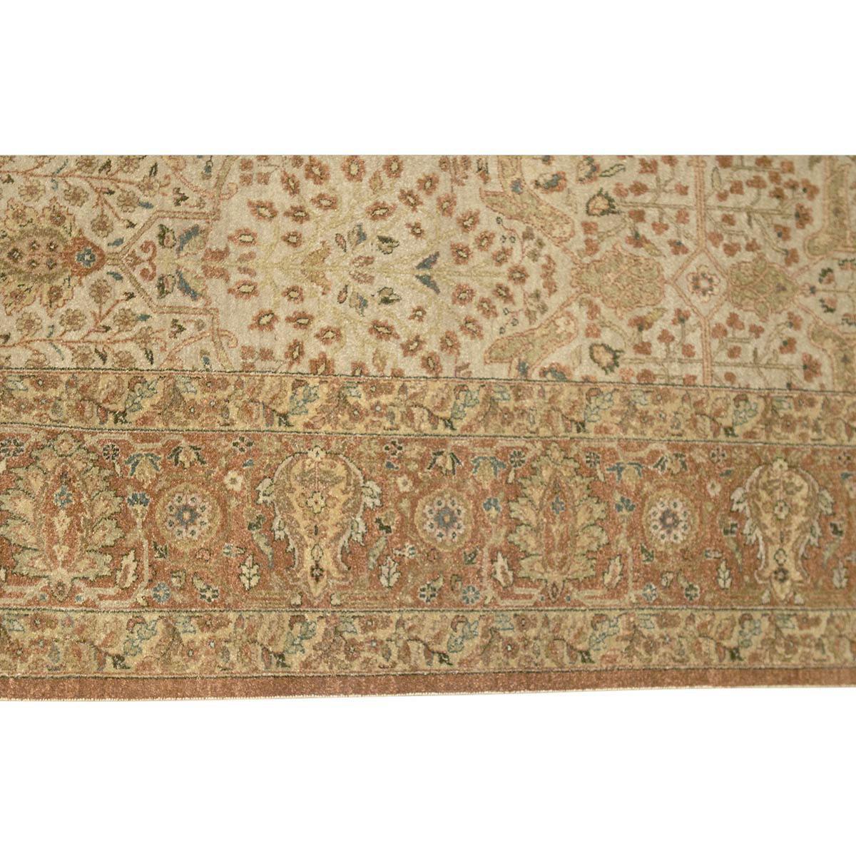 Hand-Knotted Traditional Handwoven Luxury Hadji Jalili Tabriz Beige / Rust For Sale