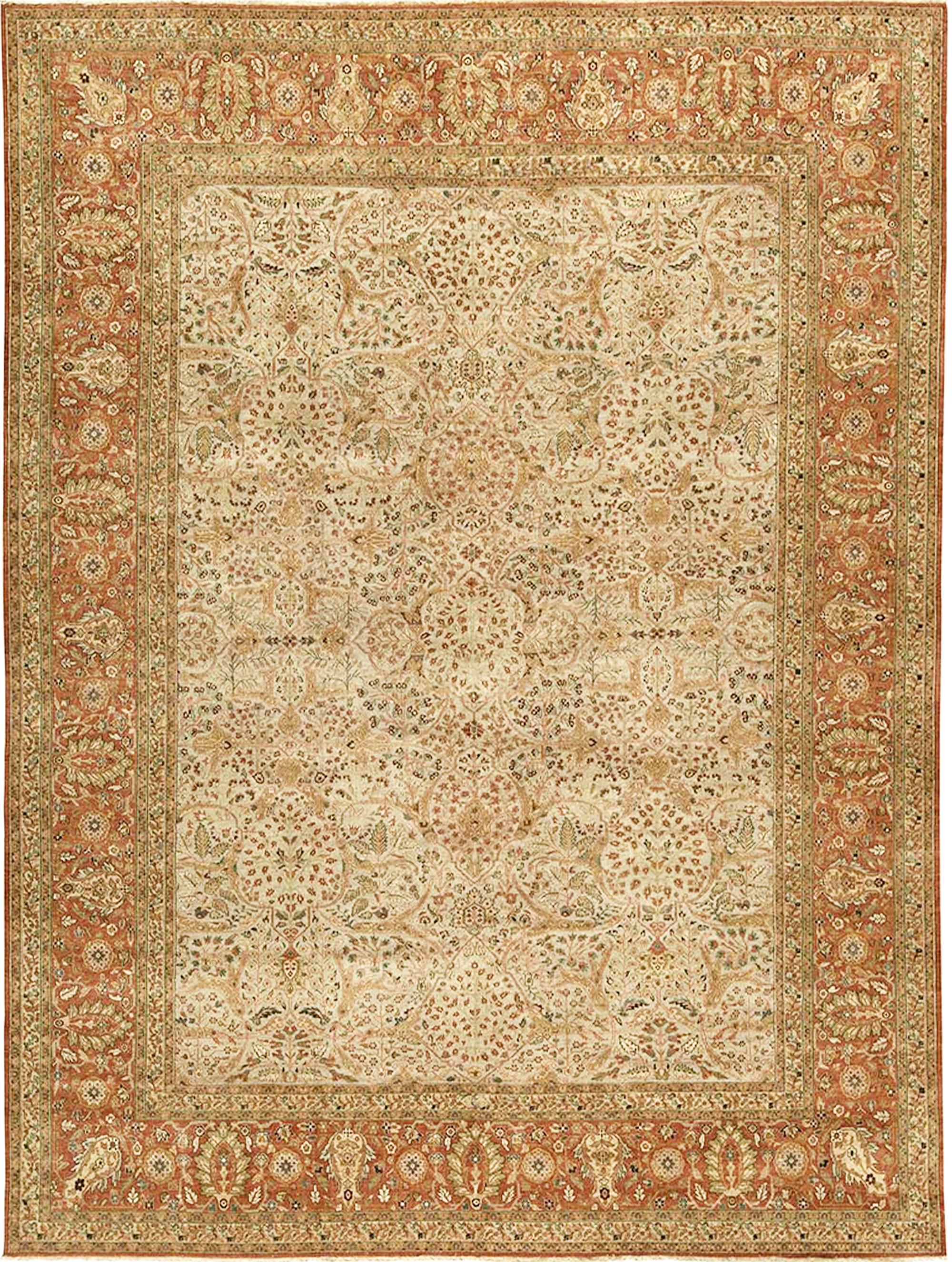 Traditioneller handgewebter luxuriöser Hadji-Jalili-Tabriz in Beige / Rost (Handgeknüpft) im Angebot
