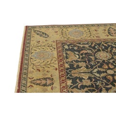 Cuadrado tradicional tejido a mano de lujo Hadji Jalili Tabriz negro / dorado