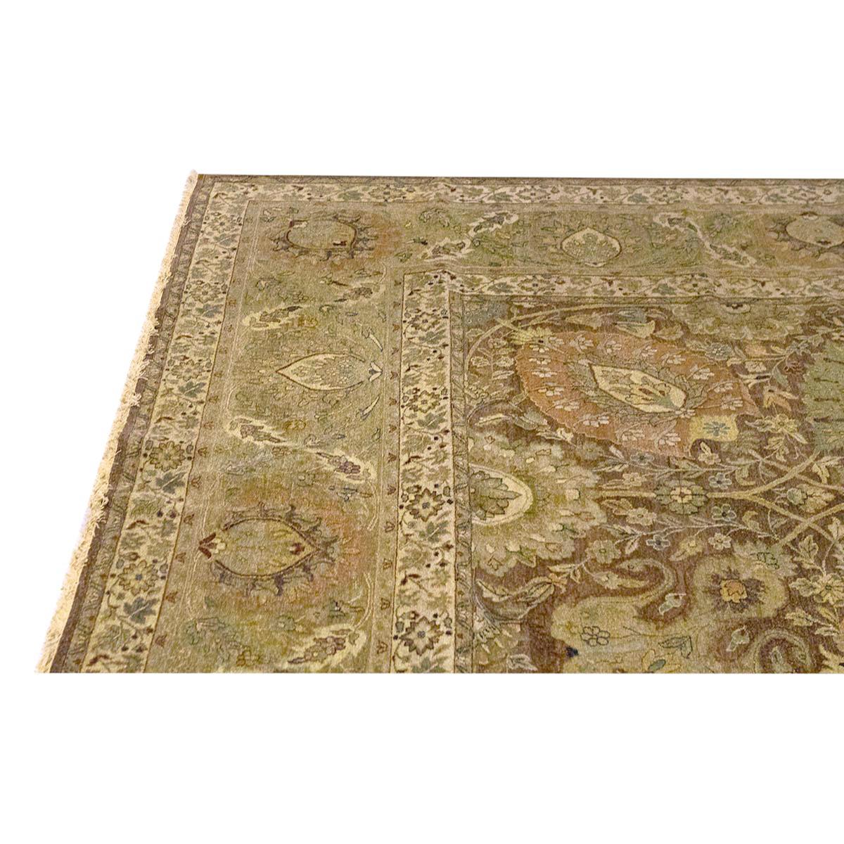 Traditional Handwoven Luxury Hadji Jalili Tabriz Brown / Light Green In New Condition For Sale In Secaucus, NJ