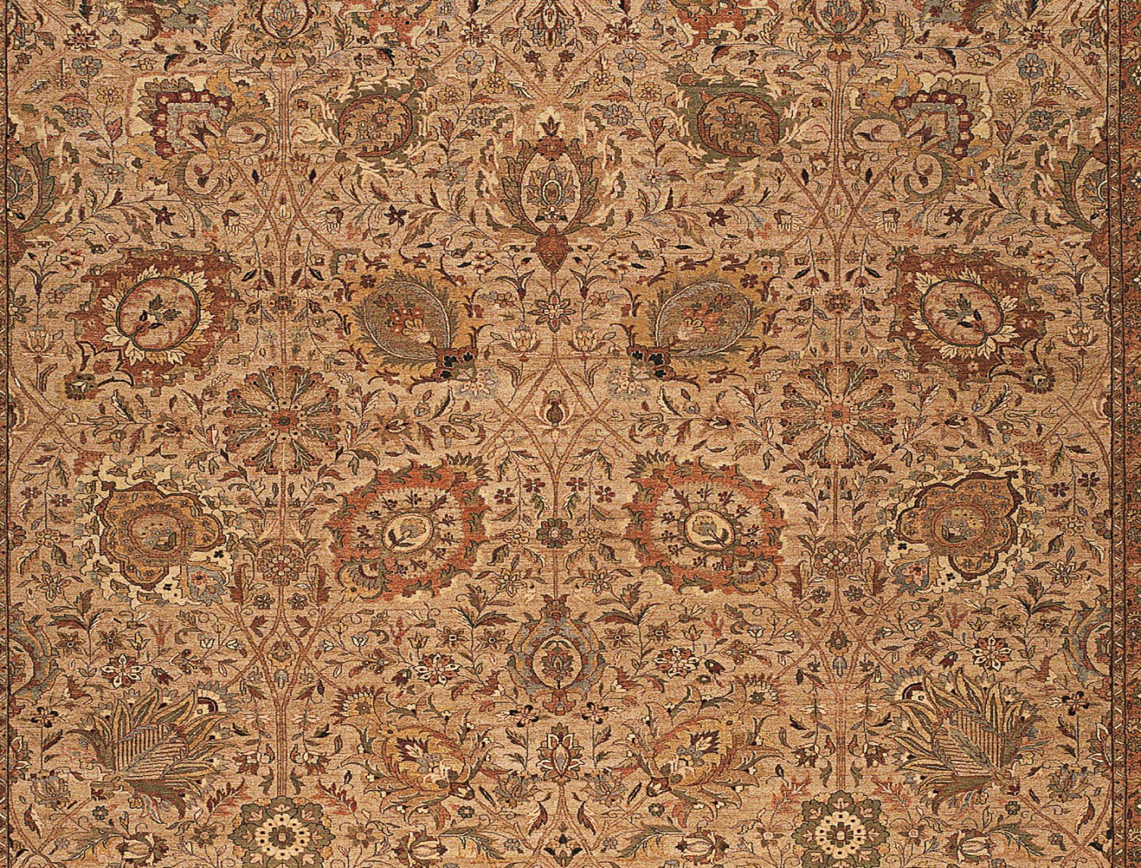 Indiano Tradizionale tessuto a mano di lusso Hadji Jalili Tabriz Camel / Oro in vendita
