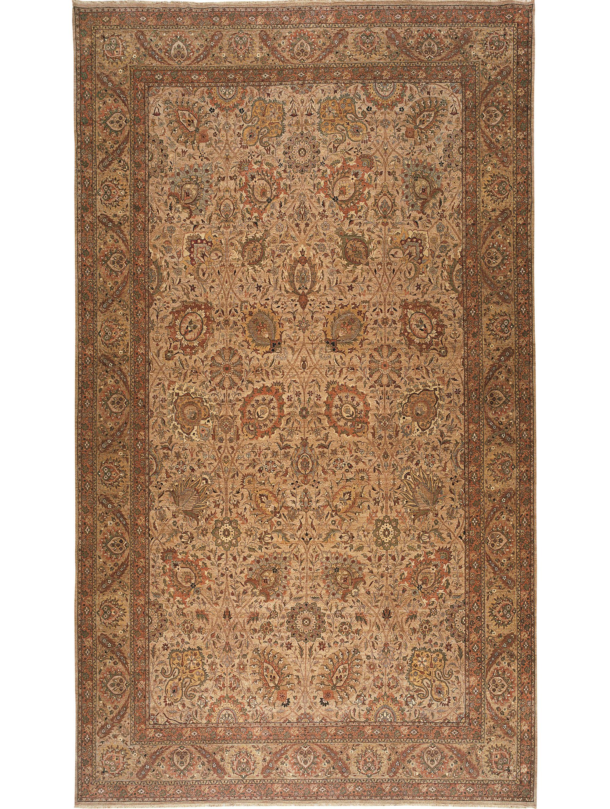 Annodato a mano Tradizionale tessuto a mano di lusso Hadji Jalili Tabriz Camel / Oro in vendita