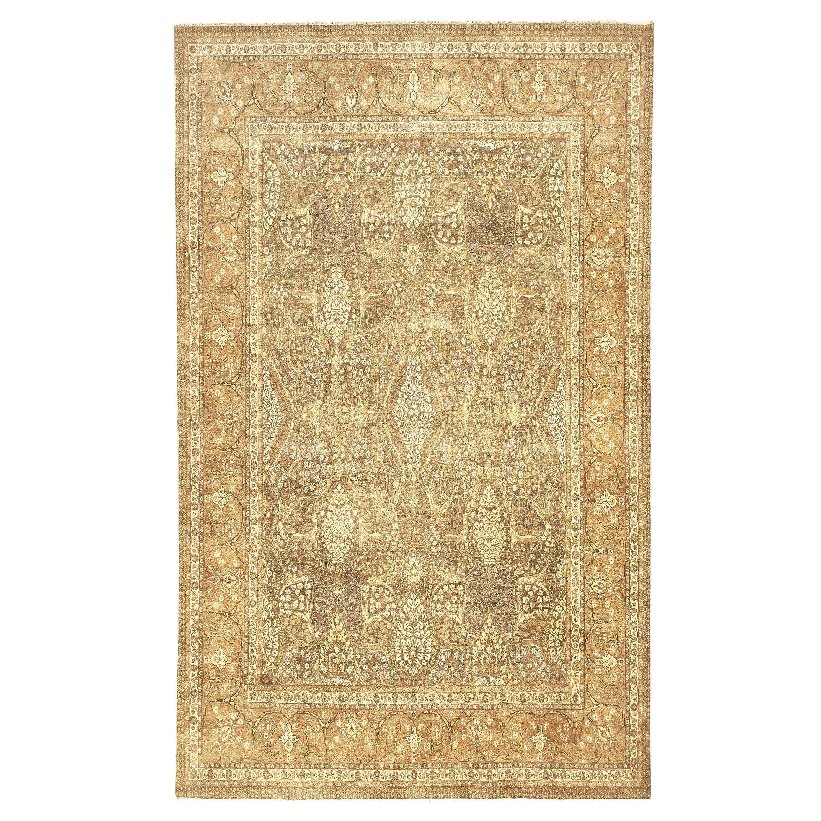 Tradizionale tessuto a mano di lusso Hadji Jalili Tabriz Oro / Marrone