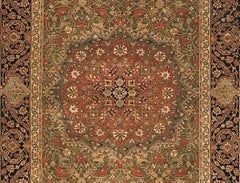 Lujo tradicional tejido a mano Hadji Jalili Tabriz Verde / Negro