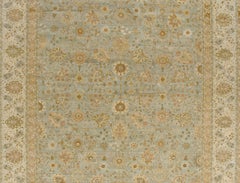 Tejido a mano tradicional de lujo Hadji Jalili Tabriz Azul claro / Beige