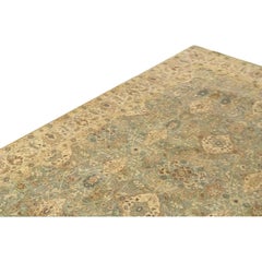 Traditioneller handgewebter luxuriöser Hadji Jalili-Tabriz in Hellblau / Beige