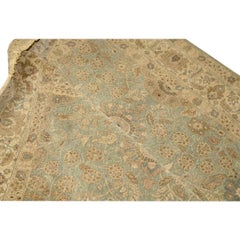 Traditioneller handgewebter luxuriöser Hadji Jalili-Tabriz in Hellblau / Beige