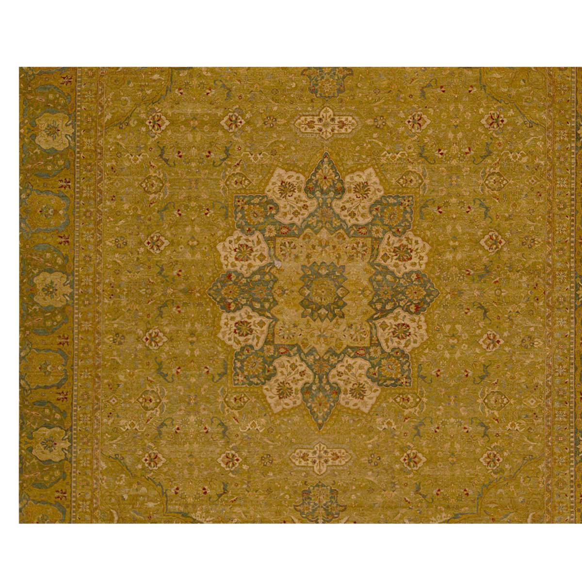 Traditioneller handgewebter luxuriöser Hadji-Jalili-Tabriz in Hellgrün / Hellblau (Indisch) im Angebot
