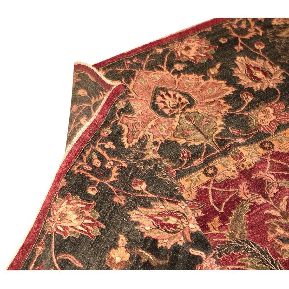 Indiano Tradizionale tessuto a mano di lusso Hadji Jalili Tabriz Rosso / Nero in vendita