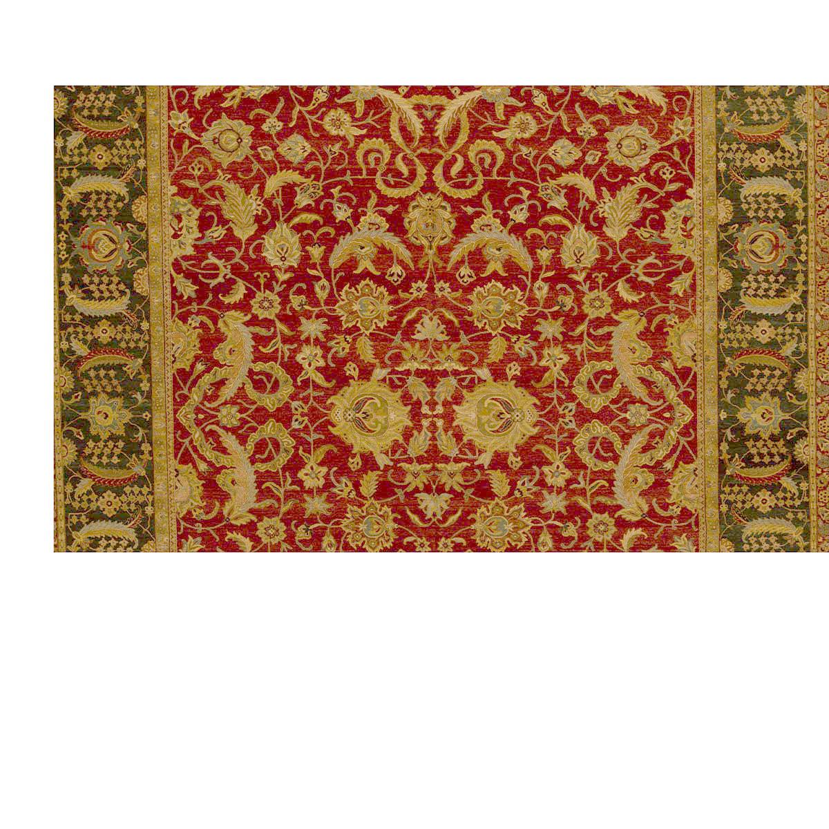 Hand-Knotted Traditional Handwoven Luxury Hadji Jalili Tabriz Red / Green For Sale