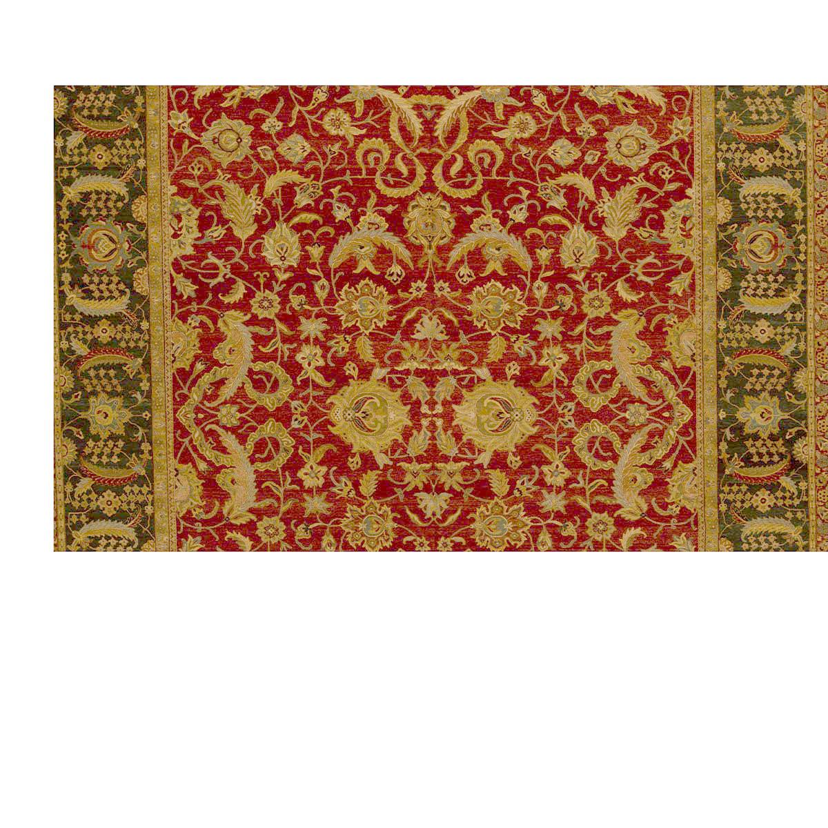 Traditioneller handgewebter luxuriöser Hadji-Jalili-Tabriz in Rot / Grün (Handgeknüpft) im Angebot