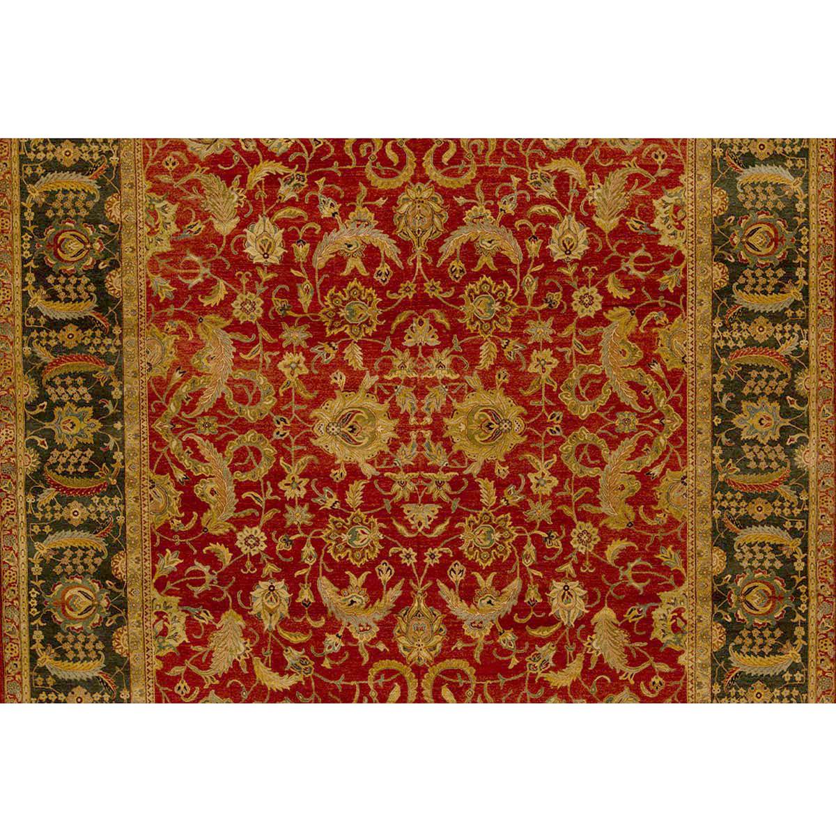 Hand-Knotted Traditional Handwoven Luxury Hadji Jalili Tabriz Red / Teal For Sale