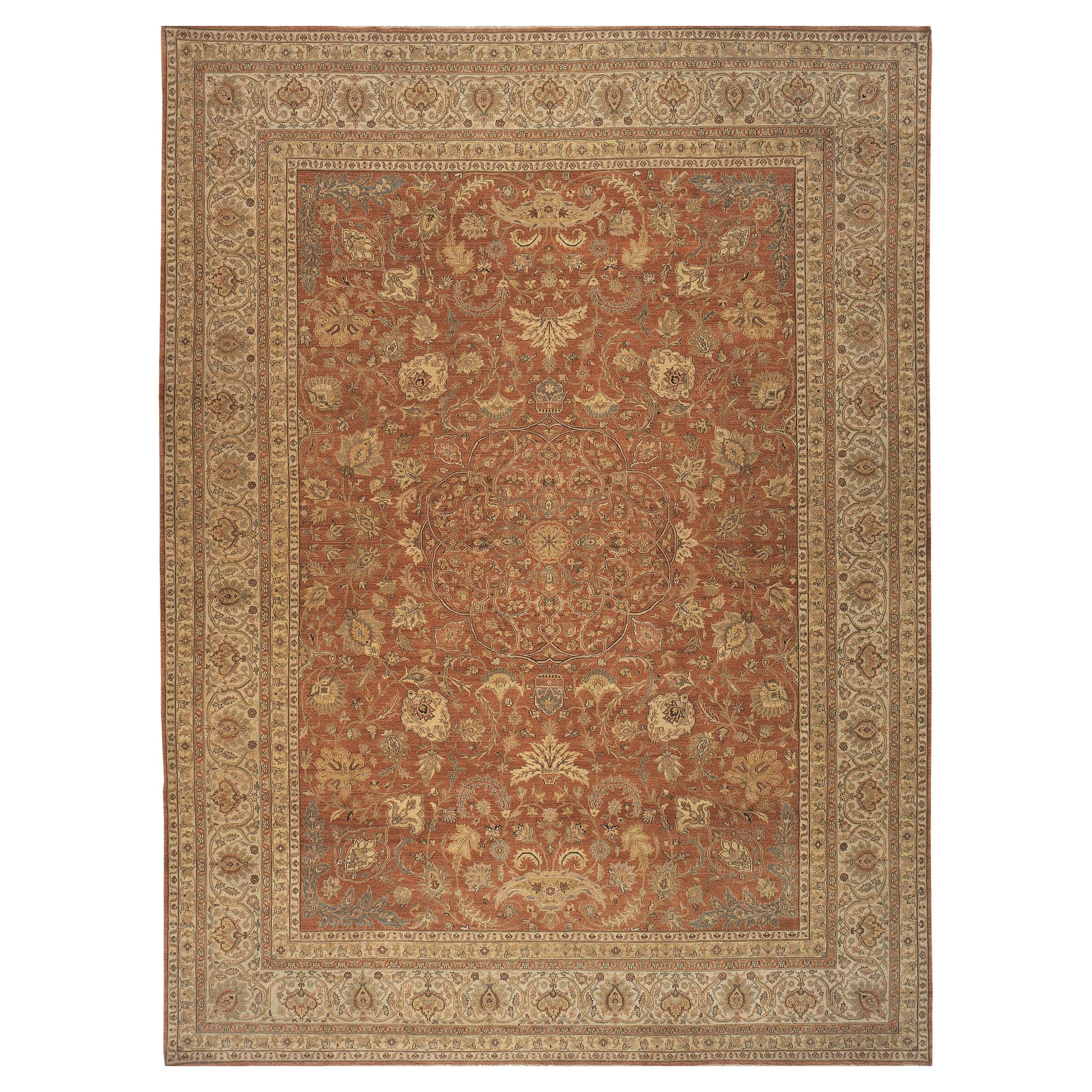 Traditioneller handgewebter luxuriöser Hadji-Jalili-Tabriz in Rost/Beige