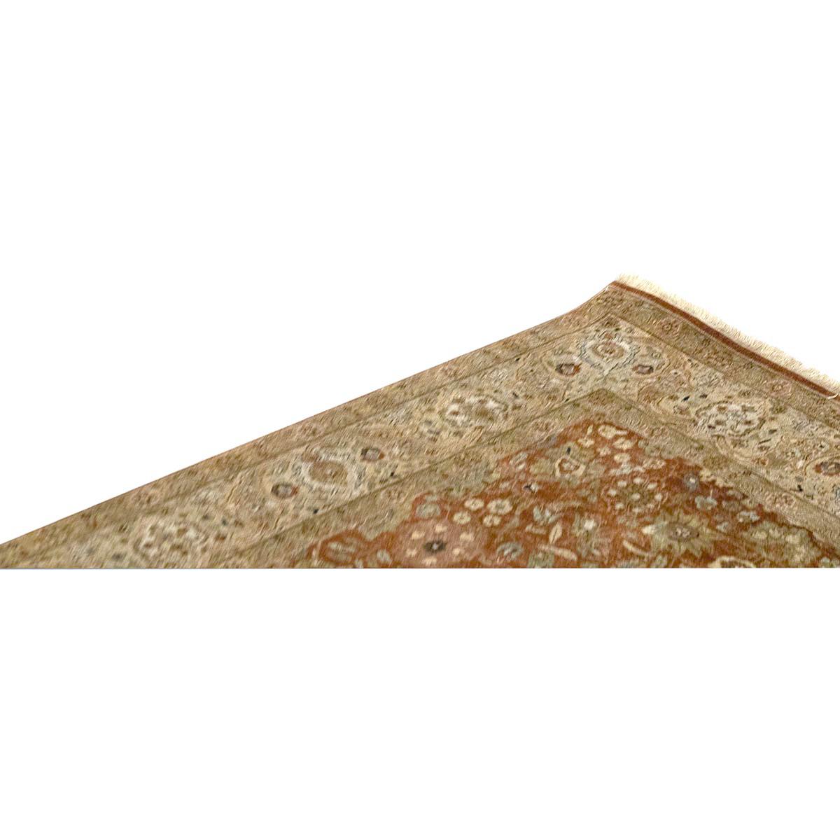 Traditioneller handgewebter luxuriöser Hadji-Jalili-Tabriz in Rost/Beige (Indisch) im Angebot