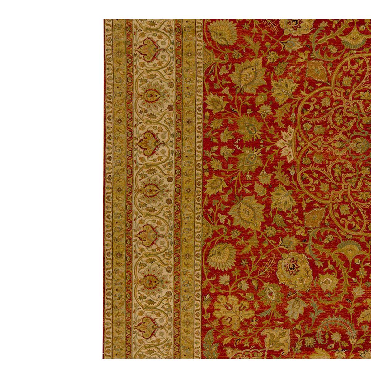 Indiano Tradizionale tessuto a mano di lusso Hadji Jalili Tabriz Ruggine / Beige in vendita