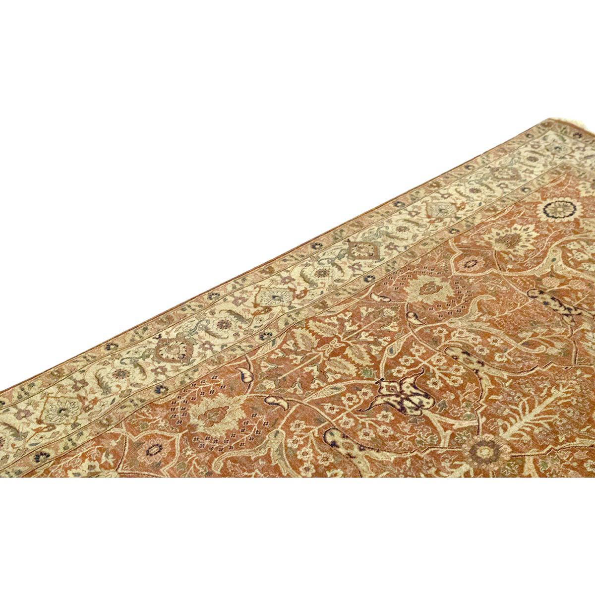Indiano Tradizionale tessuto a mano di lusso Hadji Jalili Tabriz Ruggine / Beige in vendita