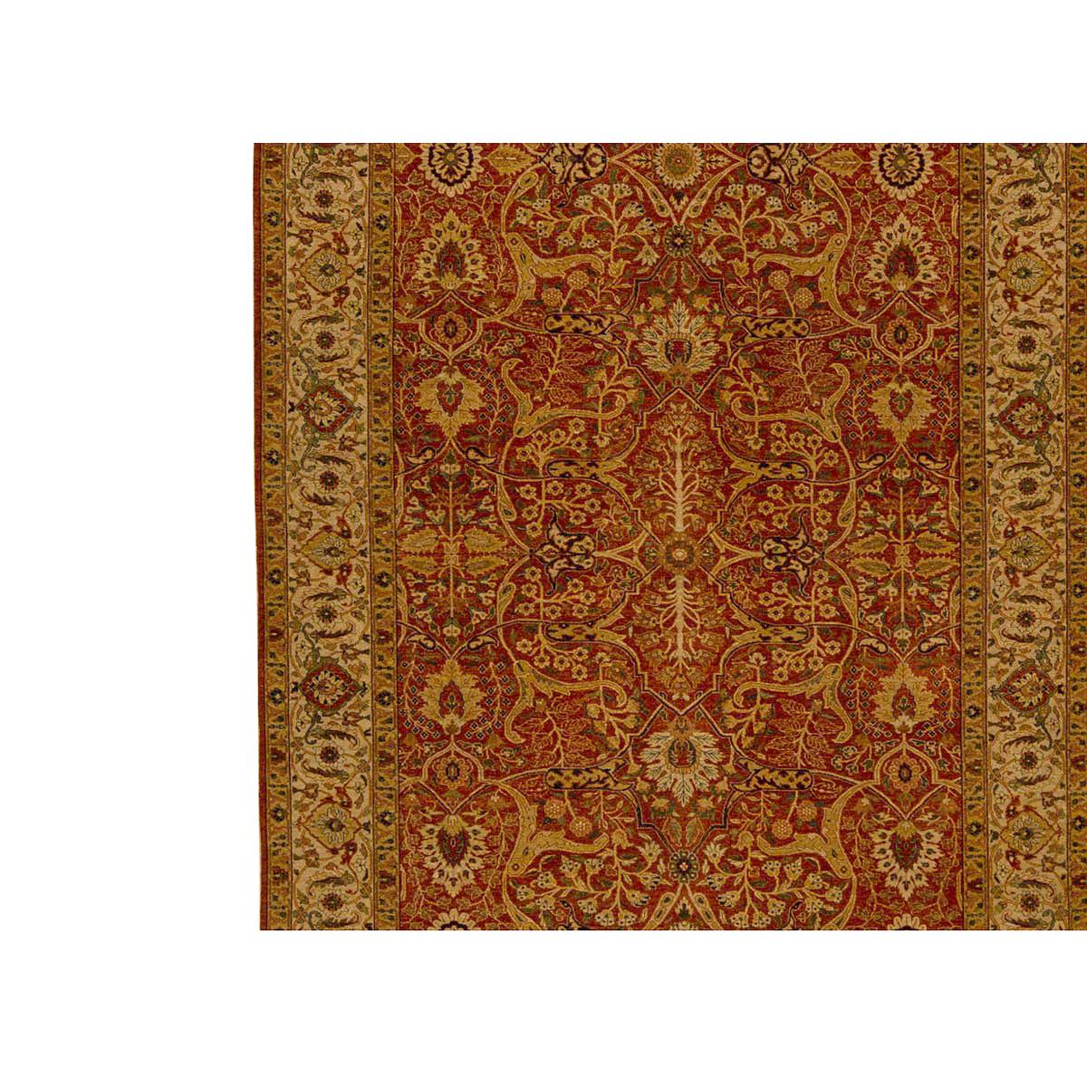 Indian Traditional Handwoven Luxury Hadji Jalili Tabriz Rust / Beige For Sale