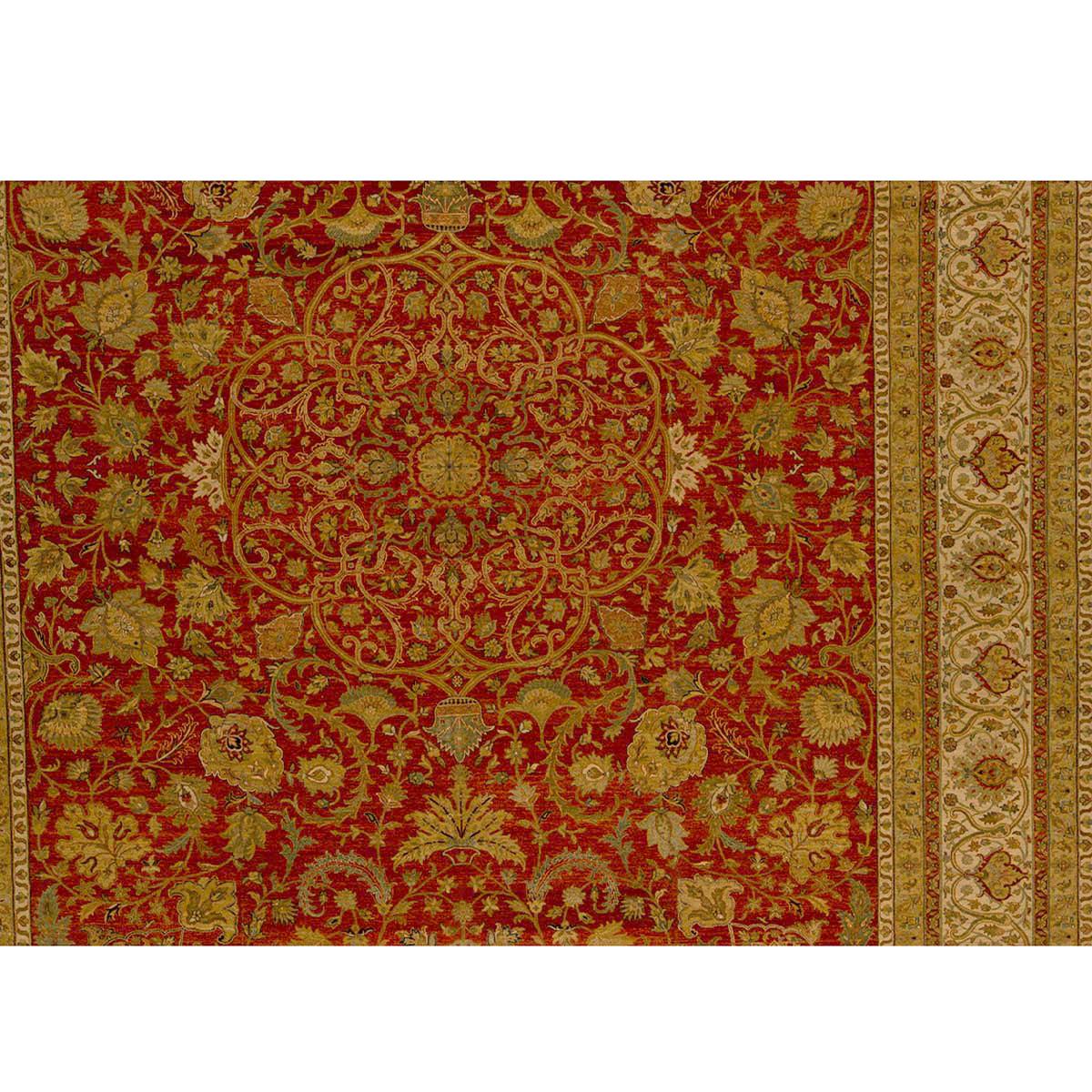 Annodato a mano Tradizionale tessuto a mano di lusso Hadji Jalili Tabriz Ruggine / Beige in vendita