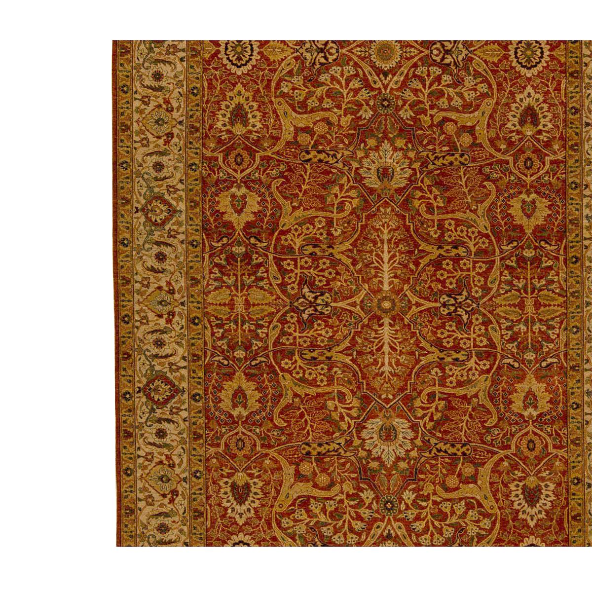 Annodato a mano Tradizionale tessuto a mano di lusso Hadji Jalili Tabriz Ruggine / Beige in vendita