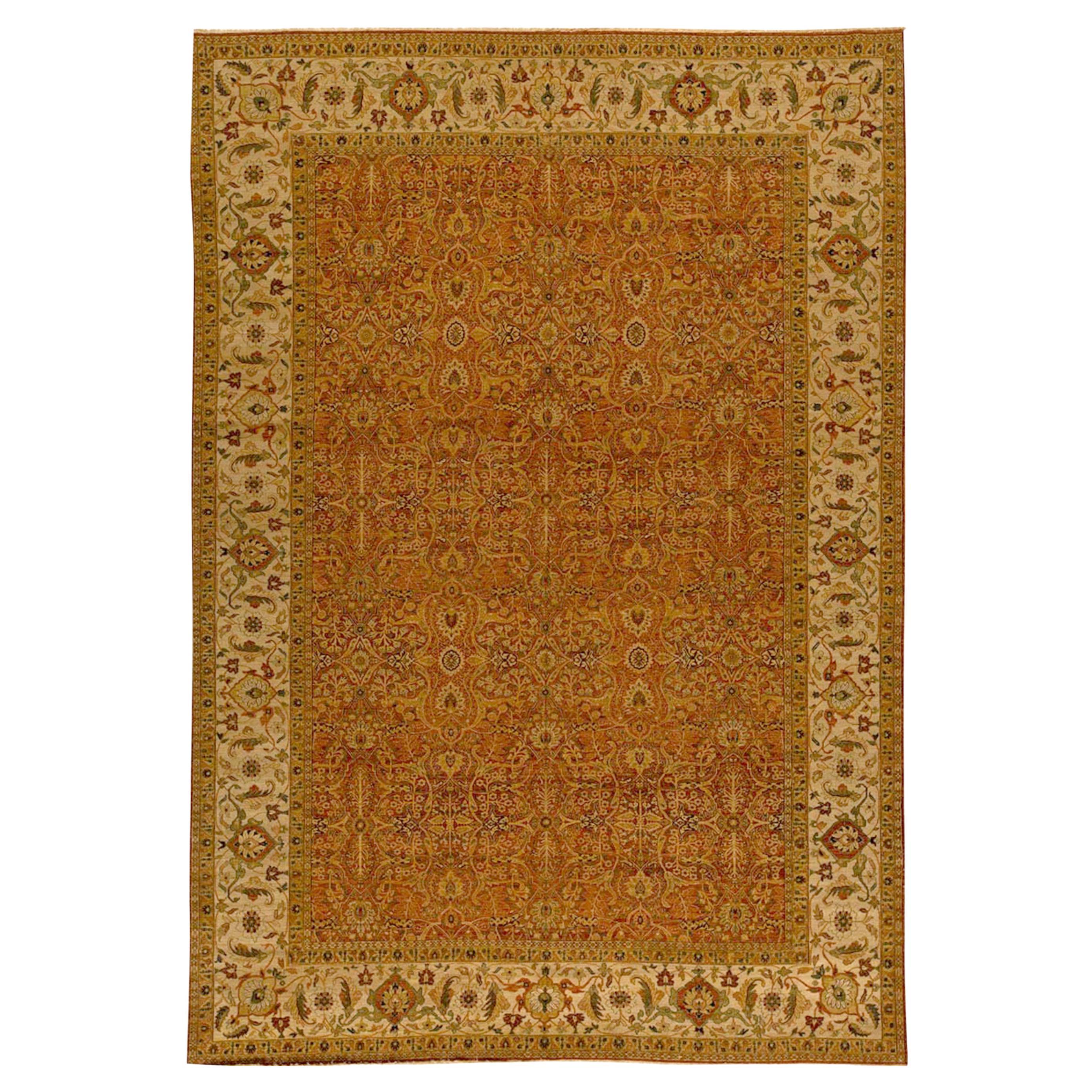 Tradizionale tessuto a mano di lusso Hadji Jalili Tabriz Ruggine / Beige in vendita