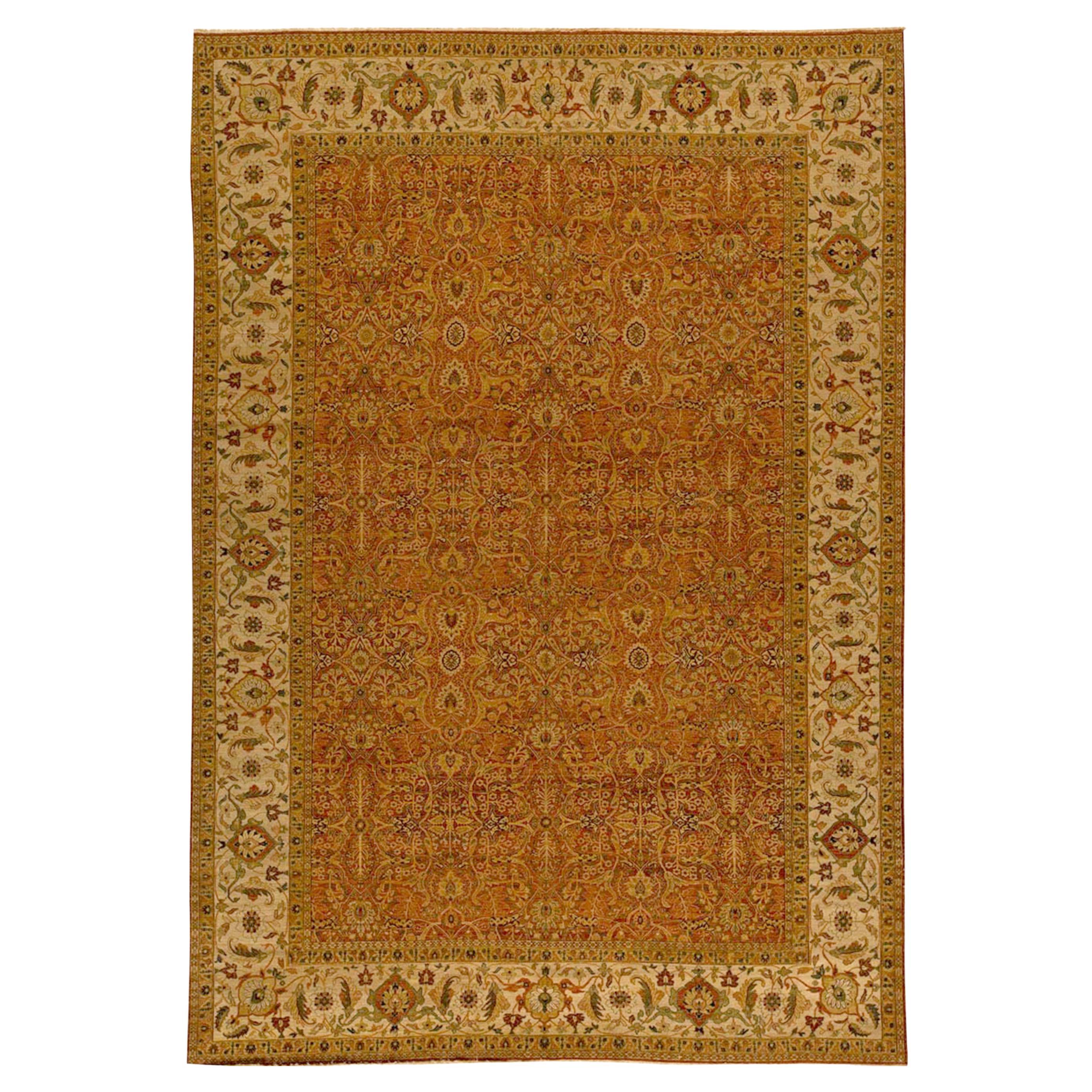 Traditional Handwoven Luxury Hadji Jalili Tabriz Rust / Beige For Sale