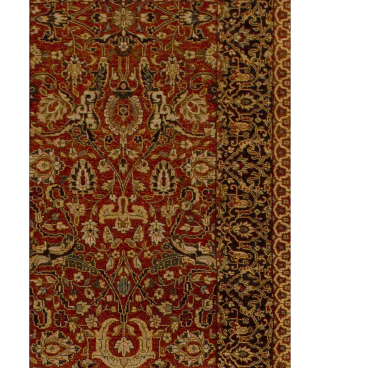 Hand-Knotted Traditional Handwoven Luxury Hadji Jalili Tabriz Rust / Blue Runner For Sale
