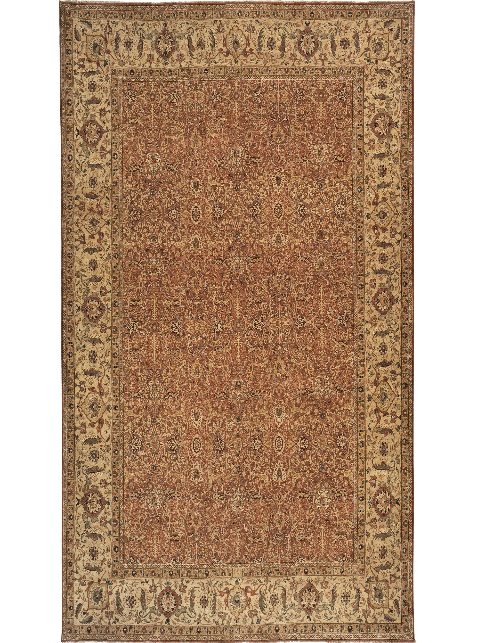 Hand-Knotted Traditional Handwoven Luxury Hadji Jalili Tabriz Rust / Camel For Sale