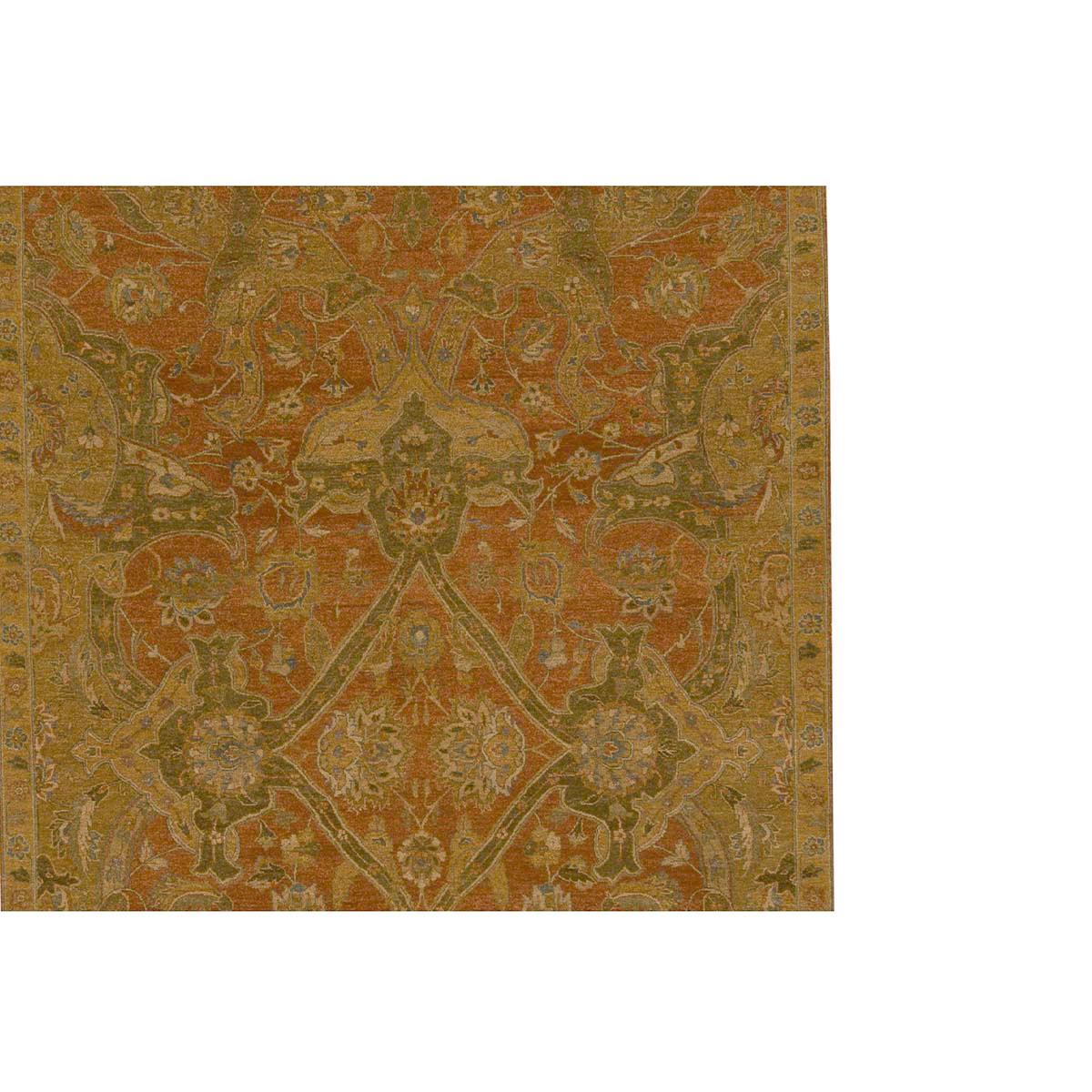 Hand-Knotted Traditional Handwoven Luxury Hadji Jalili Tabriz Rust / Gold For Sale