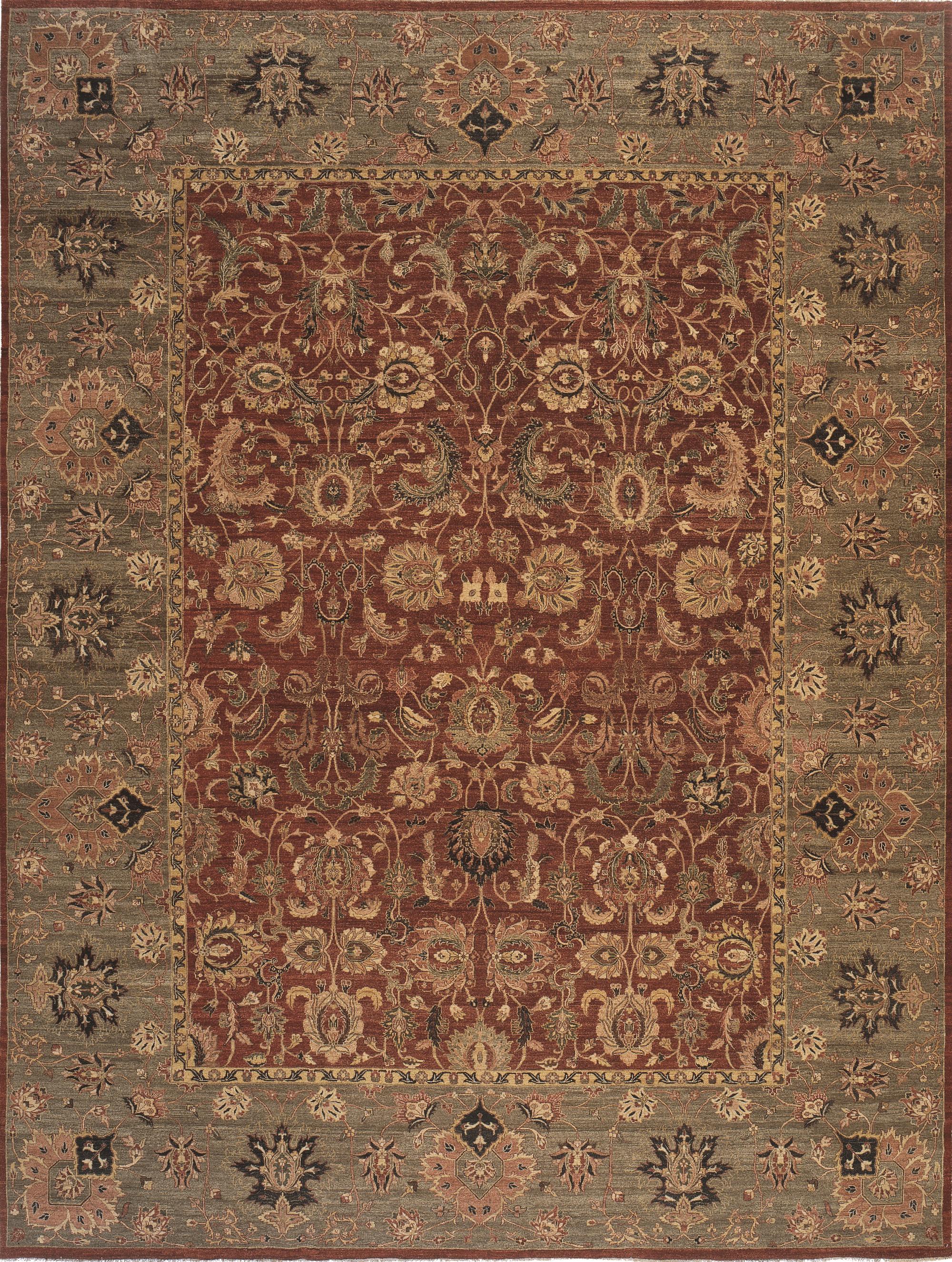 Tejido a mano tradicional de lujo Hadji Jalili Tabriz Vino / Verde Anudado a mano en venta