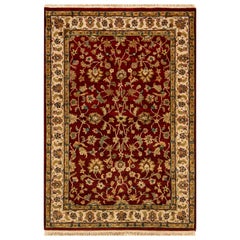 Traditioneller handgewebter luxuriöser Wein-/Beige-Wollteppich 4''1x5''11