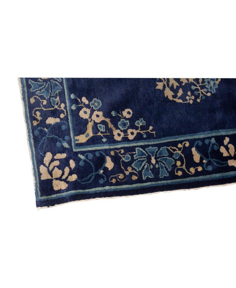Traditional handwoven luxury wool antique blue / Navy runner. Size: 3'-1