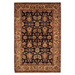Traditioneller handgewebter Luxus-Wollteppich in Schwarz / Kamel 4''2x6''3
