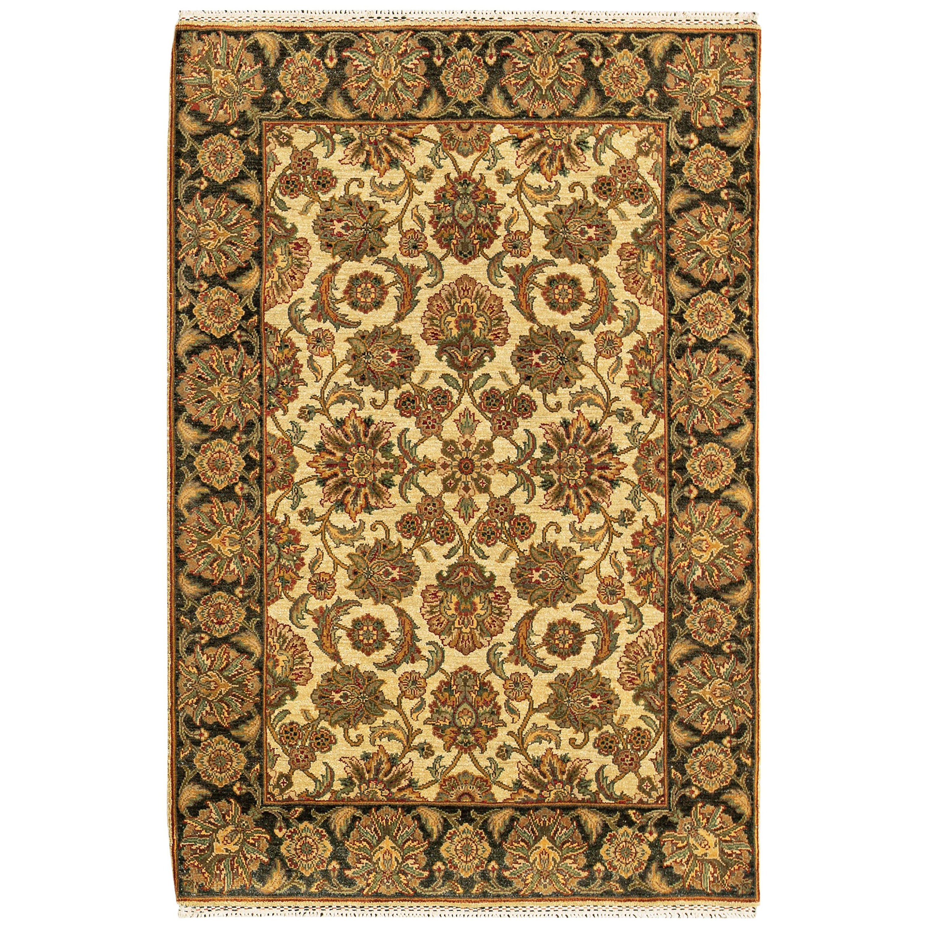 Traditioneller handgewebter luxuriöser Gold-/Schwarzer Teppich 4''2x6''2