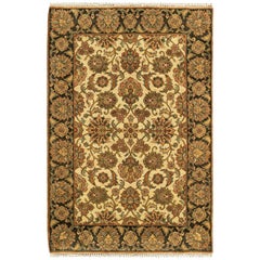 Traditioneller handgewebter luxuriöser Gold-/Schwarzer Teppich 4''2x6''2