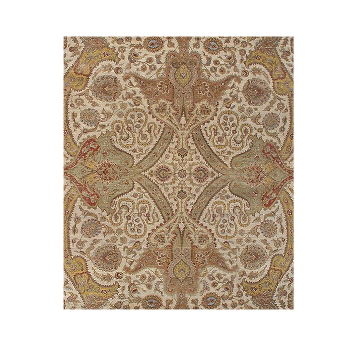 Other Traditional Handwoven Luxury Wool Ivory / Gold Area Rug For Sale