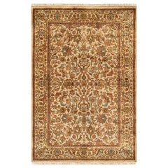 Tapis traditionnel de luxe en laine ivoire/ivoire tissé à la main 4''x6''3
