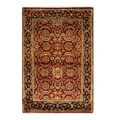 Traditional Handwoven Luxury Wool Red / Black Area Rug 4"x6'6"