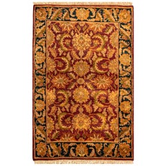 Traditional Handwoven Luxury Wool Red / Blue Area Rug 4'1"x6'1"